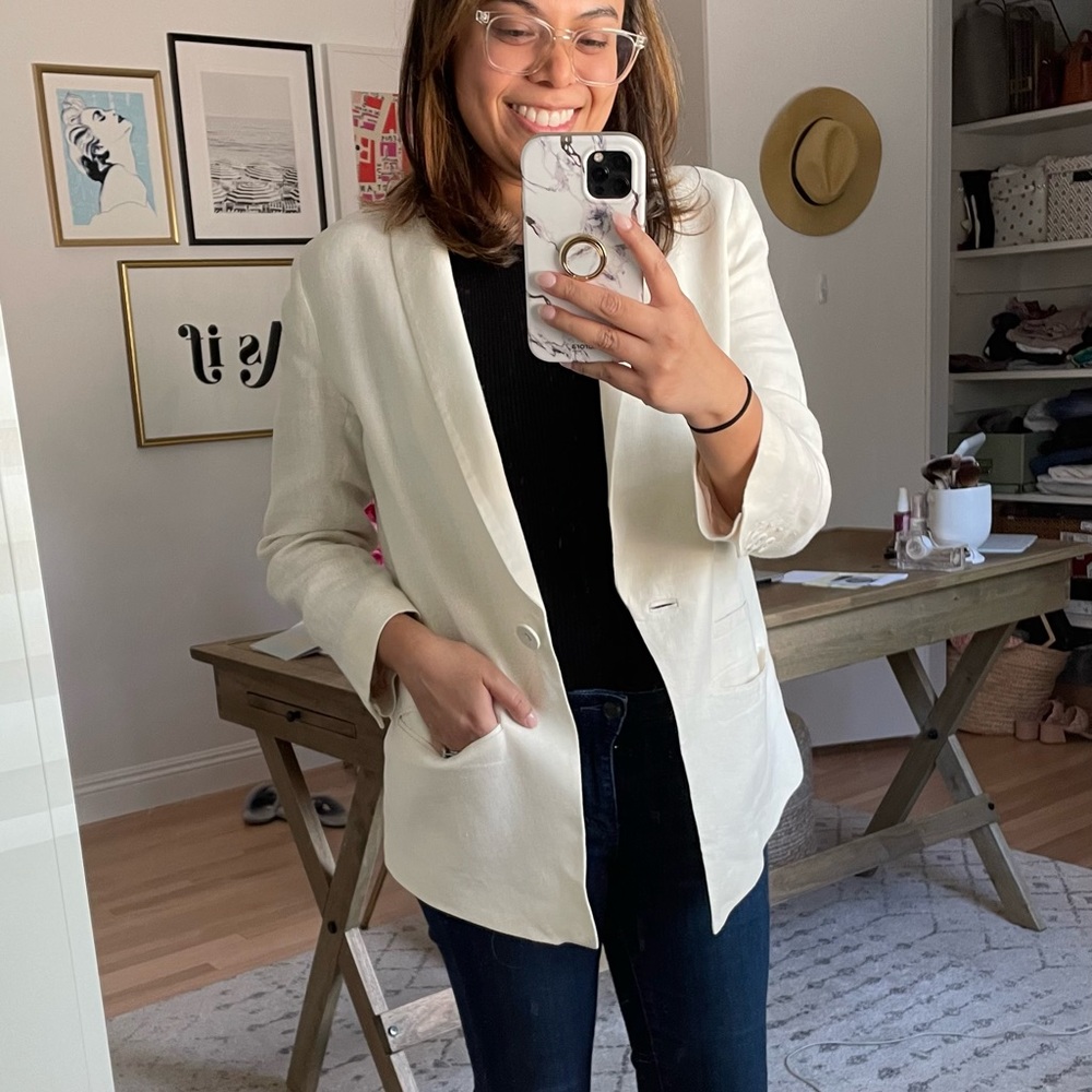 White Linen Blazer